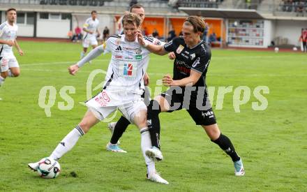 Fussball Bundesliga. Wolfsberger AC  gegen SCR Altach.  Simon Piesinger (Wolfsberg), Paul-Friedrich Koller   (Altach). Wolfsberg, am 2.8..2025.
Foto: Kuess
www.qspictures.net
---
pressefotos, pressefotografie, kuess, qs, qspictures, sport, bild, bilder, bilddatenbank