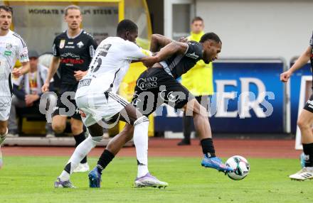 Fussball Bundesliga. Wolfsberger AC  gegen SCR Altach.  Cheick Mamadou Diabate (Wolfsberg),  Suliman-Marlon Mustapha  (Altach). Wolfsberg, am 2.8..2025.
Foto: Kuess
www.qspictures.net
---
pressefotos, pressefotografie, kuess, qs, qspictures, sport, bild, bilder, bilddatenbank