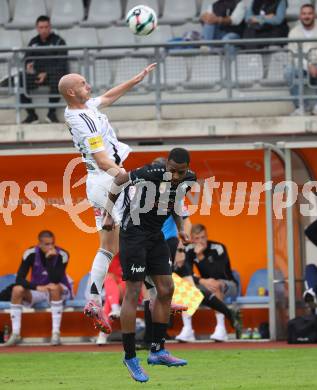 Fussball Bundesliga. Wolfsberger AC  gegen SCR Altach. Nicolas Wimmer (WAC),  Suliman Marlon Mustapha  (Altach). Wolfsberg, am 2.8..2025.
Foto: Kuess
www.qspictures.net
---
pressefotos, pressefotografie, kuess, qs, qspictures, sport, bild, bilder, bilddatenbank