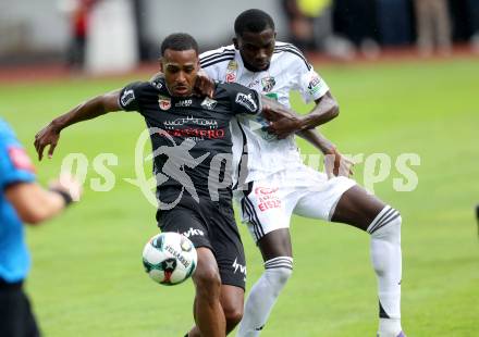 Fussball Bundesliga. Wolfsberger AC  gegen SCR Altach. Cheick Mamadou Diabate (WAC), Suliman-Marlon Mustapha  (Altach). Wolfsberg, am 2.8..2025.
Foto: Kuess
www.qspictures.net
---
pressefotos, pressefotografie, kuess, qs, qspictures, sport, bild, bilder, bilddatenbank