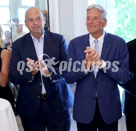 Fussball Bundesliga. Empfang fÃ¼r Cup-Sieger WAC. Martin Mutz (PrÃ¤sident KÃ¤rntner Fussballverband), LH Peter Kaiser. Klagenfurt, am 22.7.2025.
Foto: Kuess
www.qspictures.net
---
pressefotos, pressefotografie, kuess, qs, qspictures, sport, bild, bilder, bilddatenbank