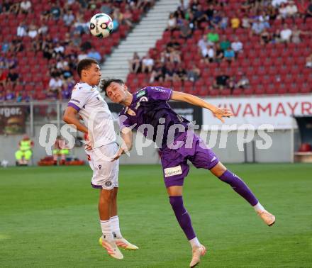 Fussball 2. Liga. SK Austria Klagenfurt gegen Young Violett Austria Wien. Marcel Krnjic  (Klagenfurt), Daniel Nnodim   (Wien). Klagenfurt, 8.8.2025.
Foto: Kuess
www.qspictures.net
---
pressefotos, pressefotografie, kuess, qs, qspictures, sport, bild, bilder, bilddatenbank