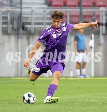 Fussball 2. Liga. SK Austria Klagenfurt gegen Young Violets Austria Wien. Matteo Kitz  (Klagenfurt). Klagenfurt, 8.8.2025.
Foto: Kuess
www.qspictures.net
---
pressefotos, pressefotografie, kuess, qs, qspictures, sport, bild, bilder, bilddatenbank