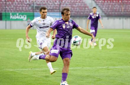 Fussball 2. Liga. SK Austria Klagenfurt gegen Young Violets Austria Wien. Leo Vielgut  (Klagenfurt). Klagenfurt, 8.8.2025.
Foto: Kuess
www.qspictures.net
---
pressefotos, pressefotografie, kuess, qs, qspictures, sport, bild, bilder, bilddatenbank