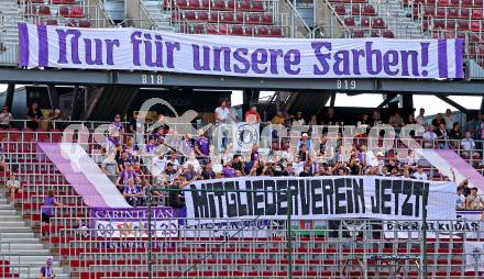 Fussball 2. Liga. SK Austria Klagenfurt gegen Young Violets Austria Wien. Fans  (Klagenfurt). Klagenfurt, 8.8.2025.
Foto: Kuess
www.qspictures.net
---
pressefotos, pressefotografie, kuess, qs, qspictures, sport, bild, bilder, bilddatenbank