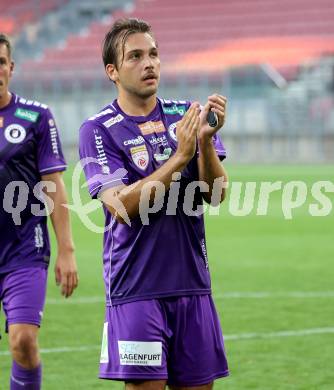 Fussball 2. Liga. SK Austria Klagenfurt gegen Young Violets Austria Wien. Leo Vielgut  (Klagenfurt). Klagenfurt, 8.8.2025.
Foto: Kuess
www.qspictures.net
---
pressefotos, pressefotografie, kuess, qs, qspictures, sport, bild, bilder, bilddatenbank