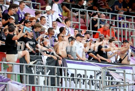 Fussball 2. Liga. SK Austria Klagenfurt gegen Young Violets Austria Wien. Fans (Klagenfurt). Klagenfurt, 8.8.2025.
Foto: Kuess
www.qspictures.net
---
pressefotos, pressefotografie, kuess, qs, qspictures, sport, bild, bilder, bilddatenbank