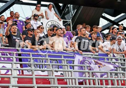 Fussball 2. Liga. SK Austria Klagenfurt gegen Young Violets Austria Wien. Fans  (Klagenfurt). Klagenfurt, 8.8.2025.
Foto: Kuess
www.qspictures.net
---
pressefotos, pressefotografie, kuess, qs, qspictures, sport, bild, bilder, bilddatenbank