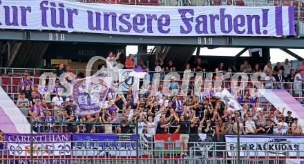 Fussball 2. Liga. SK Austria Klagenfurt gegen Young Violets Austria Wien. Fans  (Klagenfurt). Klagenfurt, 8.8.2025.
Foto: Kuess
www.qspictures.net
---
pressefotos, pressefotografie, kuess, qs, qspictures, sport, bild, bilder, bilddatenbank