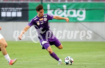 Fussball 2. Liga. SK Austria Klagenfurt gegen Young Violets Austria Wien. Elias Jandrisevits  (Klagenfurt). Klagenfurt, 8.8.2025.
Foto: Kuess
www.qspictures.net
---
pressefotos, pressefotografie, kuess, qs, qspictures, sport, bild, bilder, bilddatenbank