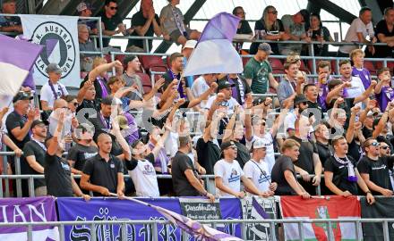 Fussball 2. Liga. SK Austria Klagenfurt gegen Young Violets Austria Wien. Fans  (Klagenfurt). Klagenfurt, 8.8.2025.
Foto: Kuess
www.qspictures.net
---
pressefotos, pressefotografie, kuess, qs, qspictures, sport, bild, bilder, bilddatenbank