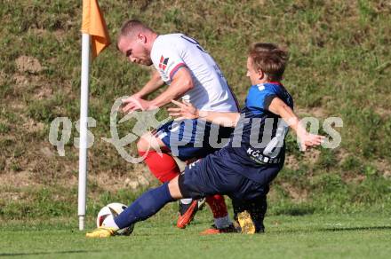 Fussball Unterliga Mitte. Arriach gegen Ludmannsdorf.   Gaber Petric (Arriach),  Julian Hobel  (Ludmannsdorf).  Arriach, am 9.8.2025.
Foto. Kuess
www.qspictures.net
---
pressefotos, pressefotografie, kuess, qs, qspictures, sport, bild, bilder, bilddatenbank