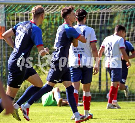 Fussball Unterliga Mitte. Arriach gegen Ludmannsdorf.   Torjubel Pascal Pressegger  (Ludmannsdorf).  Arriach, am 9.8.2025.
Foto. Kuess
www.qspictures.net
---
pressefotos, pressefotografie, kuess, qs, qspictures, sport, bild, bilder, bilddatenbank