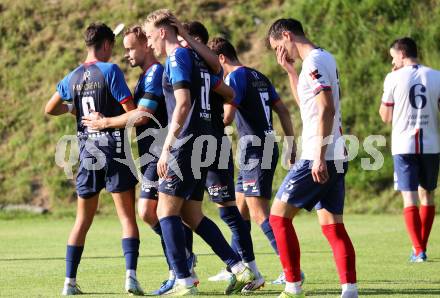 Fussball Unterliga Mitte. Arriach gegen Ludmannsdorf.  Torjubel  (Ludmannsdorf).  Arriach, am 9.8.2025.
Foto. Kuess
www.qspictures.net
---
pressefotos, pressefotografie, kuess, qs, qspictures, sport, bild, bilder, bilddatenbank
