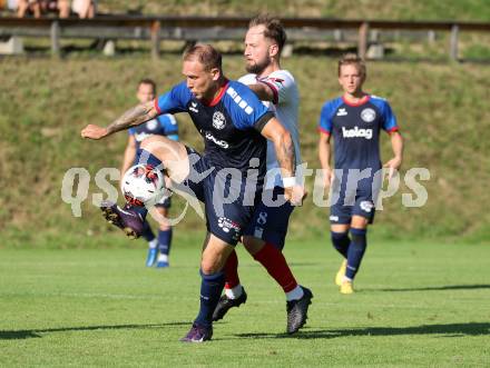 Fussball Unterliga Mitte. Arriach gegen Ludmannsdorf.  Marin Bratic  (Arriach),  Andreas Schritliser (Ludmannsdorf).  Arriach, am 9.8.2025.
Foto. Kuess
www.qspictures.net
---
pressefotos, pressefotografie, kuess, qs, qspictures, sport, bild, bilder, bilddatenbank