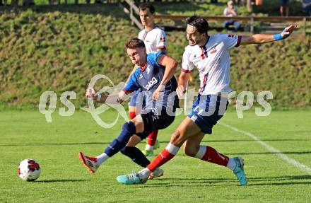 Fussball Unterliga Mitte. Arriach gegen Ludmannsdorf.  David Petrusic (Arriach),  Pascal Pressegger  (Ludmannsdorf).  Arriach, am 9.8.2025.
Foto. Kuess
www.qspictures.net
---
pressefotos, pressefotografie, kuess, qs, qspictures, sport, bild, bilder, bilddatenbank