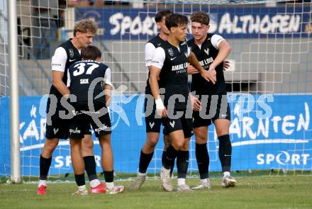 Fussball Regionalliga Mitte.  Treibach gegen Voitsberg.  Torjubel (Voitsberg).  Treibach, am 15.8.2025.
Foto. Kuess
www.qspictures.net
---
pressefotos, pressefotografie, kuess, qs, qspictures, sport, bild, bilder, bilddatenbank