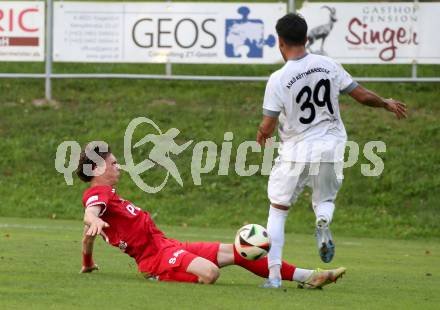 Fussball Kaerntner Liga.  Koettmannsdorf gegen SAK.  Amir Mohammadi (Koettmannsdorf),   
Jan Sasa Ogris-Martic (SAK).  Klagenfurt, am 17.8.2025.
Foto. Kuess
www.qspictures.net
---
pressefotos, pressefotografie, kuess, qs, qspictures, sport, bild, bilder, bilddatenbank