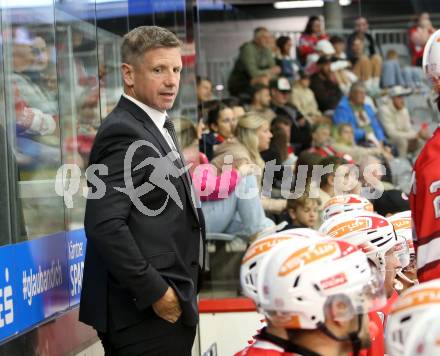 Eishockey Bundesliga. Testspiel. KAC gegen Grizzlys Wolfsburg. Trainer Kirk Furey (KAC) Klagenfurt, am 20.8.2025.
Foto: Kuess
www.qspictures.net
---
pressefotos, pressefotografie, kuess, qs, qspictures, sport, bild, bilder, bilddatenbank