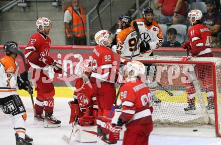 Eishockey Bundesliga. Testspiel. KAC gegen Grizzlys Wolfsburg. Torjubel  (Wolfsburg) Klagenfurt, am 20.8.2025.
Foto: Kuess
www.qspictures.net
---
pressefotos, pressefotografie, kuess, qs, qspictures, sport, bild, bilder, bilddatenbank