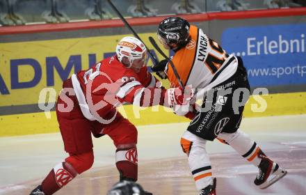 Eishockey Bundesliga. Testspiel. KAC gegen Grizzlys Wolfsburg. Thimo Nickl (KAC), Bobby Lynch  (Wolfsburg) Klagenfurt, am 20.8.2025.
Foto: Kuess
www.qspictures.net
---
pressefotos, pressefotografie, kuess, qs, qspictures, sport, bild, bilder, bilddatenbank