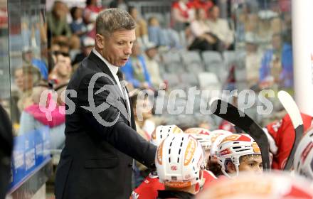 Eishockey Bundesliga. Testspiel. KAC gegen Grizzlys Wolfsburg.  Trainer Kirk Furey  (KAC). Klagenfurt, am 20.8.2025.
Foto: Kuess
www.qspictures.net
---
pressefotos, pressefotografie, kuess, qs, qspictures, sport, bild, bilder, bilddatenbank