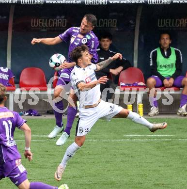 Fussball 2. Liga. SK Austria Klagenfurt gegen SW Bregenz.   Michael Lang (Klagenfurt), Yannick Cotter  (Bregenz). Klagenfurt, 23.8.2025.
Foto: Kuess
www.qspictures.net
---
pressefotos, pressefotografie, kuess, qs, qspictures, sport, bild, bilder, bilddatenbank