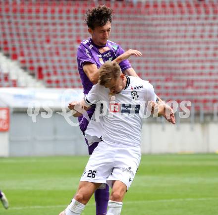 Fussball 2. Liga. SK Austria Klagenfurt gegen SW Bregenz.   Marcel Krnjic (Klagenfurt), Daniel Nussbaumer  (Bregenz). Klagenfurt, 23.8.2025.
Foto: Kuess
www.qspictures.net
---
pressefotos, pressefotografie, kuess, qs, qspictures, sport, bild, bilder, bilddatenbank
