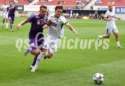 Fussball 2. Liga. SK Austria Klagenfurt gegen SW Bregenz.  Michael Lang (Klagenfurt), Yannick Cotter  (Bregenz). Klagenfurt, 23.8.2025.
Foto: Kuess
www.qspictures.net
---
pressefotos, pressefotografie, kuess, qs, qspictures, sport, bild, bilder, bilddatenbank