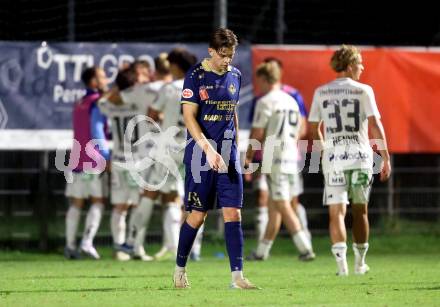 Fussball OEFB Cup. Velden gegen Hartberg. Torjubel  (Hartberg). Velden, am 27.8.2025.
Foto: Kuess
www.qspictures.net
---
pressefotos, pressefotografie, kuess, qs, qspictures, sport, bild, bilder, bilddatenbank
