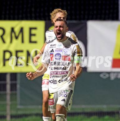 Fussball OEFB Cup. Velden gegen Hartberg.  Torjubel Juergen Heil  (Hartberg). Velden, am 27.8.2025.
Foto: Kuess
www.qspictures.net
---
pressefotos, pressefotografie, kuess, qs, qspictures, sport, bild, bilder, bilddatenbank