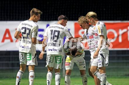 Fussball OEFB Cup. Velden gegen Hartberg.  Torjubel Juergen Heil  (Hartberg). Velden, am 27.8.2025.
Foto: Kuess
www.qspictures.net
---
pressefotos, pressefotografie, kuess, qs, qspictures, sport, bild, bilder, bilddatenbank
