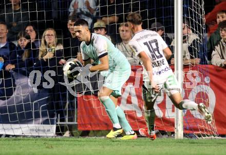 Fussball OEFB Cup. Velden gegen Hartberg.  Marko Soldo (Velden),  Fabian Wilfinger  (Hartberg). Velden, am 27.8.2025.
Foto: Kuess
www.qspictures.net
---
pressefotos, pressefotografie, kuess, qs, qspictures, sport, bild, bilder, bilddatenbank