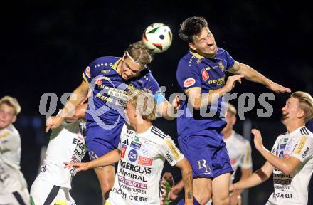 Fussball OEFB Cup. Velden gegen Hartberg.  Lukas Lausegger, Luka Caculovic (Velden),   Maximilian Hennig (Hartberg). Velden, am 27.8.2025.
Foto: Kuess
www.qspictures.net
---
pressefotos, pressefotografie, kuess, qs, qspictures, sport, bild, bilder, bilddatenbank