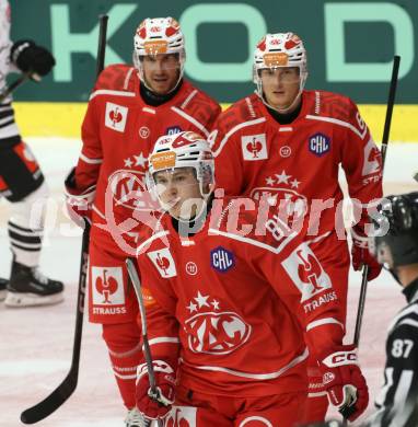 Eishockey Champions Hockey League. CHL. KAC gegen Sparta Prague.  Torjubel Finn Van Ee (KAC). Klagenfurt, am 28.8.2025.
Foto: Kuess
www.qspictures.net
---
pressefotos, pressefotografie, kuess, qs, qspictures, sport, bild, bilder, bilddatenbank