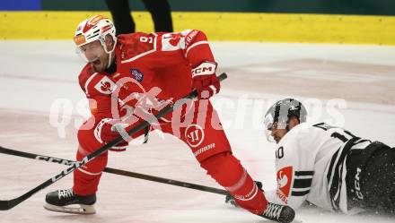 Eishockey Champions Hockey League. CHL. KAC gegen Sparta Prague.  Jan Mursak  (KAC), Mark Pysyk  (Prag). Klagenfurt, am 28.8.2025.
Foto: Kuess
www.qspictures.net
---
pressefotos, pressefotografie, kuess, qs, qspictures, sport, bild, bilder, bilddatenbank