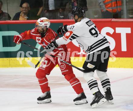 Eishockey Champions Hockey League. CHL. KAC gegen Sparta Prague.  Raphael Herburger  (KAC), Dominik Masin  (Prag). Klagenfurt, am 28.8.2025.
Foto: Kuess
www.qspictures.net
---
pressefotos, pressefotografie, kuess, qs, qspictures, sport, bild, bilder, bilddatenbank