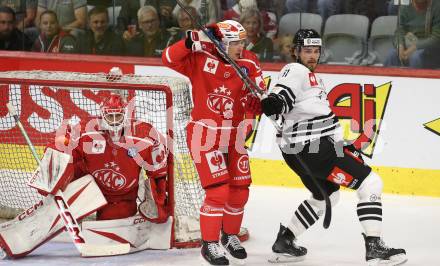 Eishockey Champions Hockey League. CHL. KAC gegen Sparta Prague. Florian Vorauer, Clemens Unterweger   (KAC), Krystof Hrabik  (Prag). Klagenfurt, am 28.8.2025.
Foto: Kuess
www.qspictures.net
---
pressefotos, pressefotografie, kuess, qs, qspictures, sport, bild, bilder, bilddatenbank