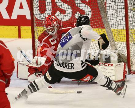 Eishockey Champions Hockey League. CHL. KAC gegen Sparta Prague.  Florian Vorauer (KAC),  Maertins Dzierkals (Prag). Klagenfurt, am 28.8.2025.
Foto: Kuess
www.qspictures.net
---
pressefotos, pressefotografie, kuess, qs, qspictures, sport, bild, bilder, bilddatenbank