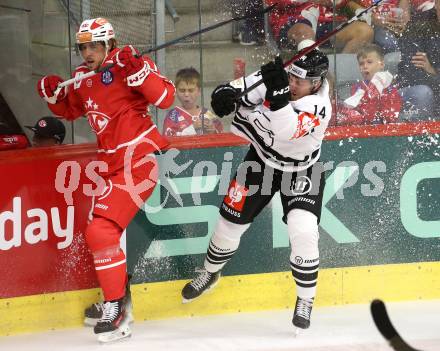 Eishockey Champions Hockey League. CHL. KAC gegen Sparta Prague. Mario Kempe  (KAC), Filip Hlapik  (Prag). Klagenfurt, am 28.8.2025.
Foto: Kuess
www.qspictures.net
---
pressefotos, pressefotografie, kuess, qs, qspictures, sport, bild, bilder, bilddatenbank