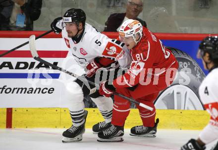 Eishockey Champions Hockey League. CHL. KAC gegen Sparta Prague.  Finn Van Ee  (KAC), Mikael Sepaelae  (Prag). Klagenfurt, am 28.8.2025.
Foto: Kuess
www.qspictures.net
---
pressefotos, pressefotografie, kuess, qs, qspictures, sport, bild, bilder, bilddatenbank