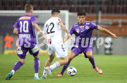 Fussball 2. Liga. SK Austria Klagenfurt gegen Admira Wacker. Aiden Liu (Klagenfurt), Filip Ristanic (Admira). Klagenfurt, 29.8.2025.
Foto: Kuess
www.qspictures.net
---
pressefotos, pressefotografie, kuess, qs, qspictures, sport, bild, bilder, bilddatenbank