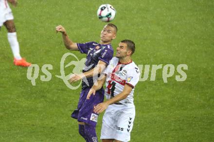 Fussball 2. Liga. SK Austria Klagenfurt gegen Admira Wacker.  Bartol Barisic (Klagenfurt),  Matteo Meisl  (Admira). Klagenfurt, 29.8.2025.
Foto: Kuess
www.qspictures.net
---
pressefotos, pressefotografie, kuess, qs, qspictures, sport, bild, bilder, bilddatenbank