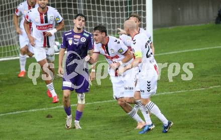 Fussball 2. Liga. SK Austria Klagenfurt gegen Admira Wacker.   Torjubel Justin Forst   (Admira). Klagenfurt, 29.8.2025.
Foto: Kuess
www.qspictures.net
---
pressefotos, pressefotografie, kuess, qs, qspictures, sport, bild, bilder, bilddatenbank