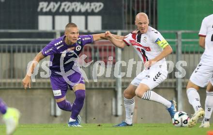Fussball 2. Liga. SK Austria Klagenfurt gegen Admira Wacker.  Bartol Barisic (Klagenfurt),  Stefan Haudum (Admira). Klagenfurt, 29.8.2025.
Foto: Kuess
www.qspictures.net
---
pressefotos, pressefotografie, kuess, qs, qspictures, sport, bild, bilder, bilddatenbank