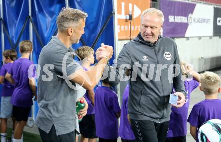 Fussball 2. Liga. SK Austria Klagenfurt gegen Admira Wacker. Trainer Rolf Landerl  (Klagenfurt), Trainer Thomas Silberberger  (Admira). Klagenfurt, 29.8.2025.
Foto: Kuess
www.qspictures.net
---
pressefotos, pressefotografie, kuess, qs, qspictures, sport, bild, bilder, bilddatenbank