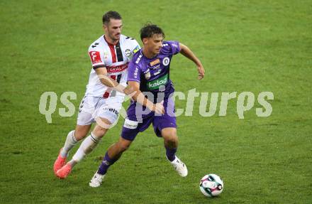 Fussball 2. Liga. SK Austria Klagenfurt gegen Admira Wacker. Matteo Kitz (Klagenfurt), Turgay Gemicibasi  (Admira). Klagenfurt, am 29.8.2025.
Foto: Kuess
www.qspictures.net
---
pressefotos, pressefotografie, kuess, qs, qspictures, sport, bild, bilder, bilddatenbank