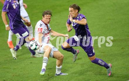 Fussball 2. Liga. SK Austria Klagenfurt gegen Admira Wacker. Sebastian Pschernig  (Klagenfurt), Sky Schwarz (Admira). Klagenfurt, 29.8.2025.
Foto: Kuess
www.qspictures.net
---
pressefotos, pressefotografie, kuess, qs, qspictures, sport, bild, bilder, bilddatenbank