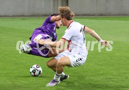 Fussball 2. Liga. SK Austria Klagenfurt gegen Admira Wacker. Michael Lang  (Klagenfurt), Sky Schwarz  (Admira). Klagenfurt, 29.8.2025.
Foto: Kuess
www.qspictures.net
---
pressefotos, pressefotografie, kuess, qs, qspictures, sport, bild, bilder, bilddatenbank
