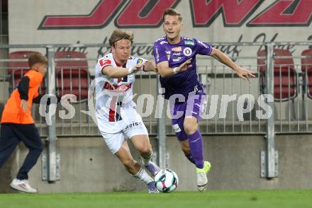 Fussball 2. Liga. SK Austria Klagenfurt gegen Admira Wacker.  Marc Andre Schmerboeck  (Klagenfurt),   Sky Schwarz (Admira). Klagenfurt, 29.8.2025.
Foto: Kuess
www.qspictures.net
---
pressefotos, pressefotografie, kuess, qs, qspictures, sport, bild, bilder, bilddatenbank